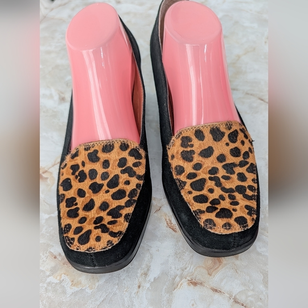 Aerosoles Cow Hair Leopard Print Leather Shoes Woman's Size 10.5